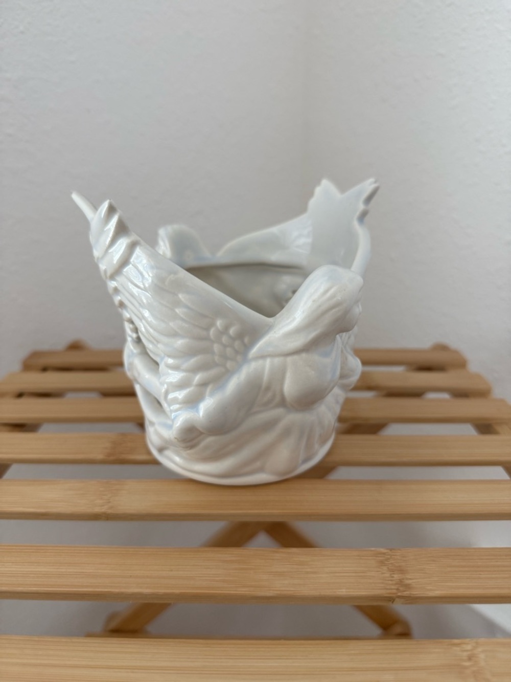 White Ceramic Angel Planter / Candle
Holder - Vintage Style Cherub Decor - Picture 2 of 4